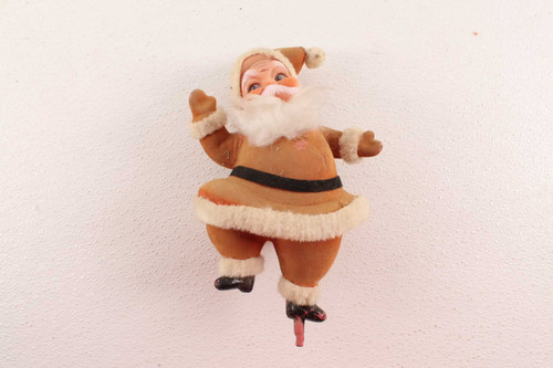 Vintage Plastic Santa Claus With Cloth Suit
