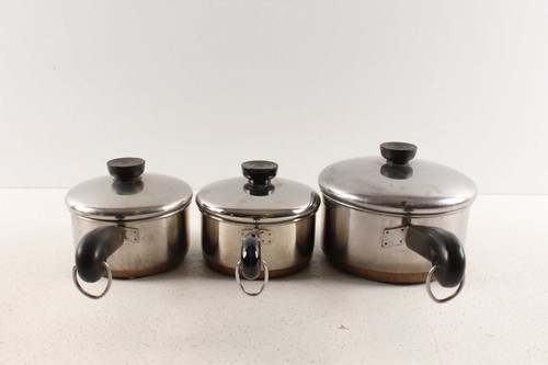 3 Vintage Revere Copper Bottom Cookware Sauce Pans - Antique Mystique