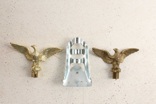 2 Flag Pole Eagle Topper Finials & Metal Flagpole Mounting Bracket VFW