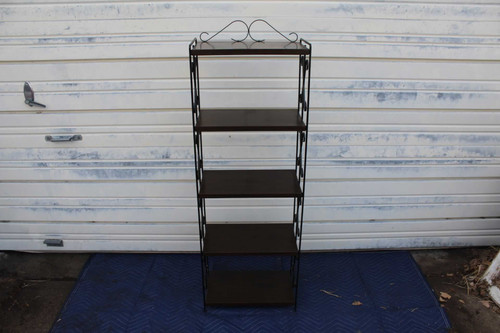 Vintage Decorative Metal Wood Grained Book Case 5 Shelf Unit