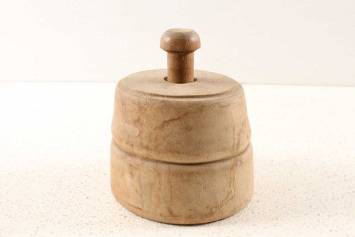 Antique Primitive Fern Leaf Pattern Round Wood Butter Mold