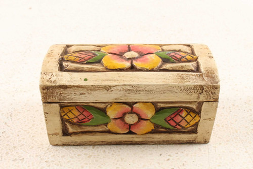 Vintage Scandinavian Hand Carved & Painted Small Chest Box