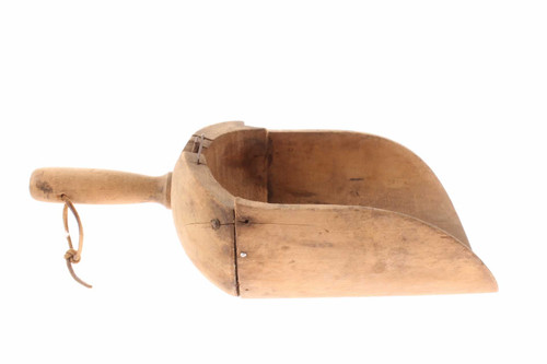 Antique Country Wooden Grain Food Scoop With Neat Primitive Repairs