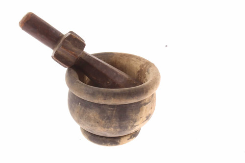 Antique 1800s Primitive Apothecary Wood Mortar & Pestle