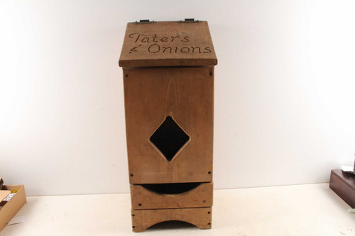 Vintage Rustic Taters & Onions Wood Floor Storage Cabinet Bin