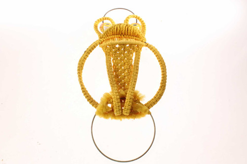 Vintage Mid Century Macrame Owl Frog Bath Kitchen Towel Hanger