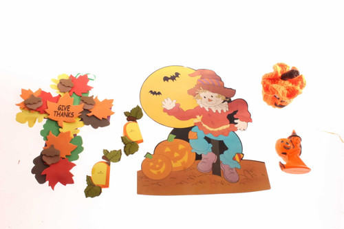 Vintage Halloween Plastic Crochet & Paper Decorations