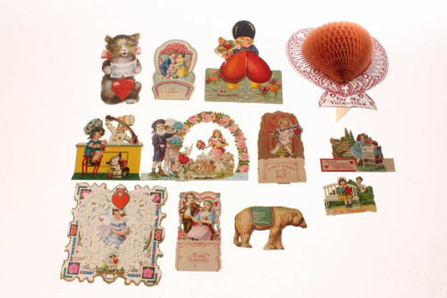 12 Neat 1930's Antique Valentines Some Mechanical & Foldout 