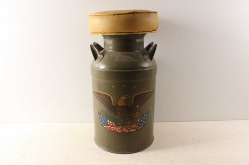 Neat Vintage Patriotic Eagle & Flag Decorated Milk Cream Can Stool
