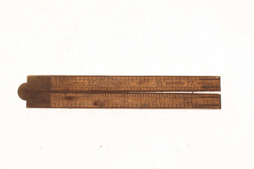 Antique Lufkin No 781 Warranted Boxwood Folding Wood & Brass Ruler