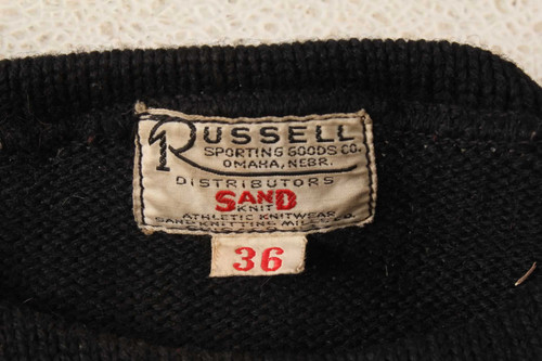 Antique S Football & Basketball Letter Sweater Russell Sporting Goods Sand  Knit