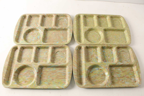 4 Vintage Mid Century Prolon Ware Melamine Speckled Colored Plastic Food Trays