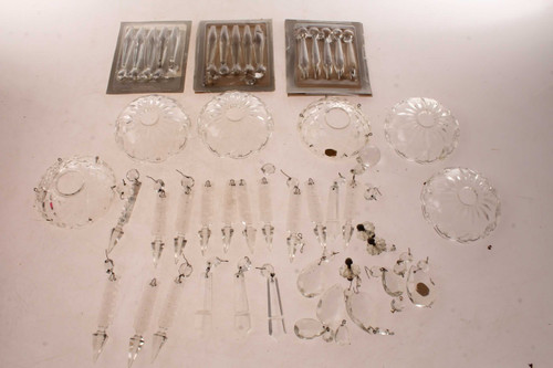40+ Vintage Lamp Prisms & Parts Handmade Bohemia Glass