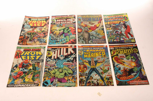 8 Vintage Marvel Comic Books Iron Man Fist Hulk Captain America Submariner