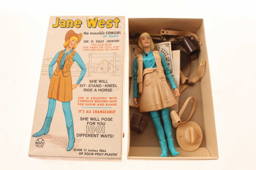 Vintage Jane West The Movable Cowgirl Action Figure With Accessories & Box
