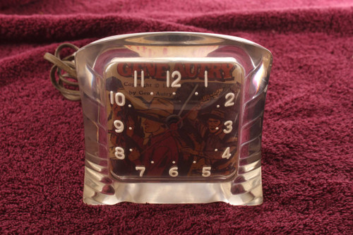 Rare Vintage 1958 Gene Autry Prototype Glass Electric Clock With Alarm