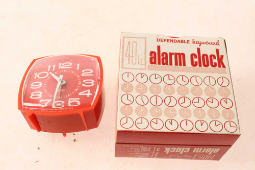 Vintage Retro Red Columbia Time Keywound Alarm Clock  & Box