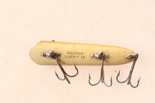 Vintage Heddon Lucky 13 Wooden Fishing Lure - Antique Mystique