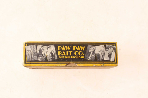 Vintage Paw Paw Bait Bass Seeker Metallic Wood Fishing Lure Box 2604MET