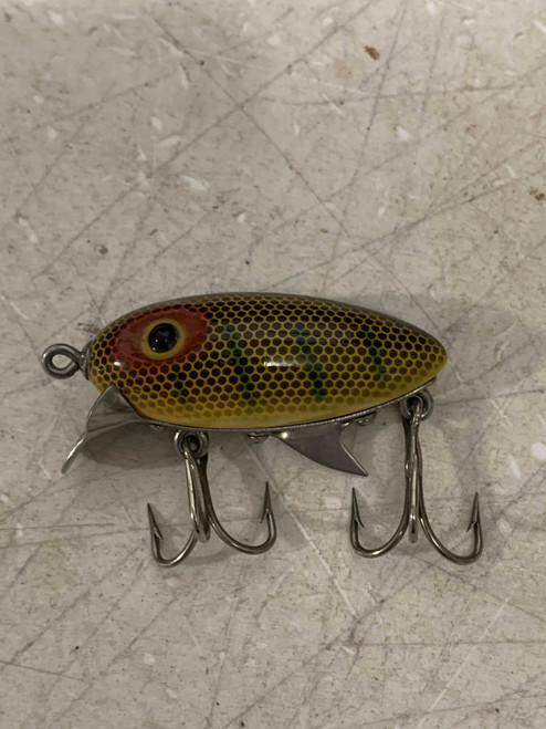 Super Clean Vintage Wood Fishing Lure With Metal Fin