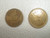 This is a pair of old gambling brass trade tokens from Les's Card Room of Indianola,Nebraska in 10 and 25 cents.
