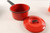 2 Vintage Red Enamel Graniteware Saucepan Kettles