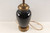 Antique Black Glass & Brass Table Lamp With Eagle Top Finial