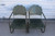 Pair Vintage Green Clam Shell Pattern Back Steel Patio Lawn Chairs 