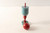 Vintage Cup & Ball Flip Toss Skill Wood Toy Old Red Blue Paint