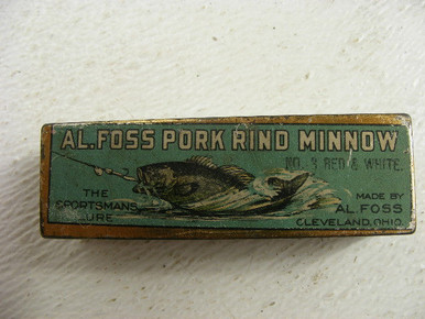 an old al foss pork rind minnow fishing lure tin antique mystique antique mystique