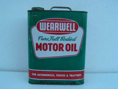 A vintage Wearwell two gallon motor oil can for automobiles,trucks and ...