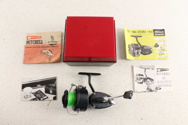Vintage Garcia Mitchell 440 Spinning Reel Case & Paperwork