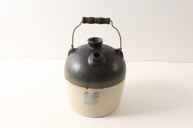 Antique Stoneware Pottery Crock with Lid Bail Handle Black Wood Grip –  Zsinta