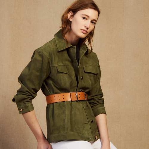 Leather Overshirt Style Jacket - Green
