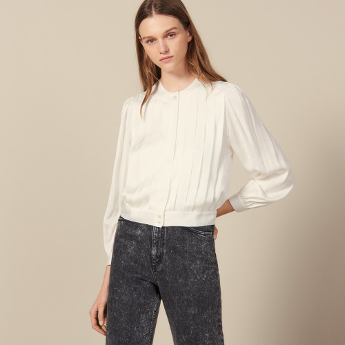 Blouse with knife pleats - Ecru