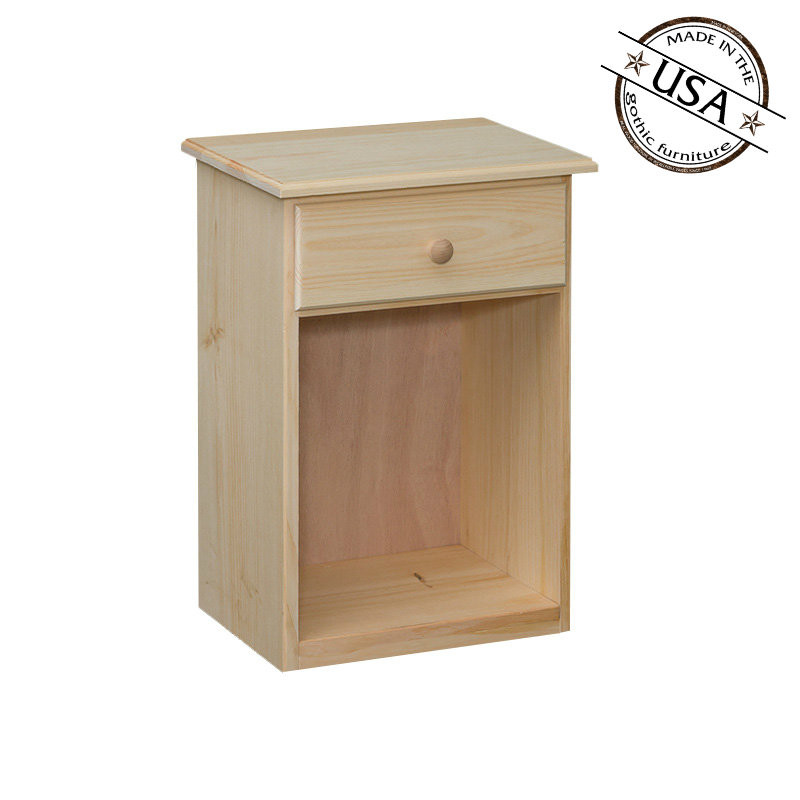 Maspeth One Drawer Nightstand 13 x 17 x 24 | Pine Wood | Gothic