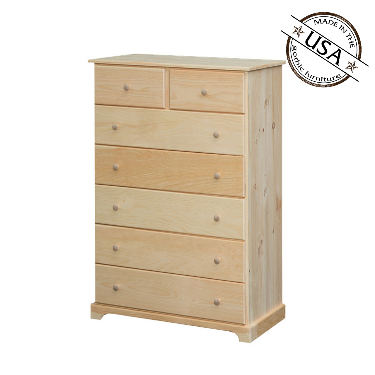 Alpine Seven Drawer Chest 20 x 36 x 55 | Pine Wood | Gothic