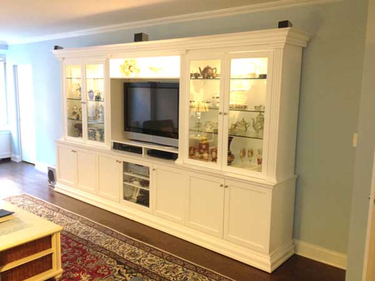 CUSTOM - White Entertainment Center With Glass Doors | Gothic Furniture