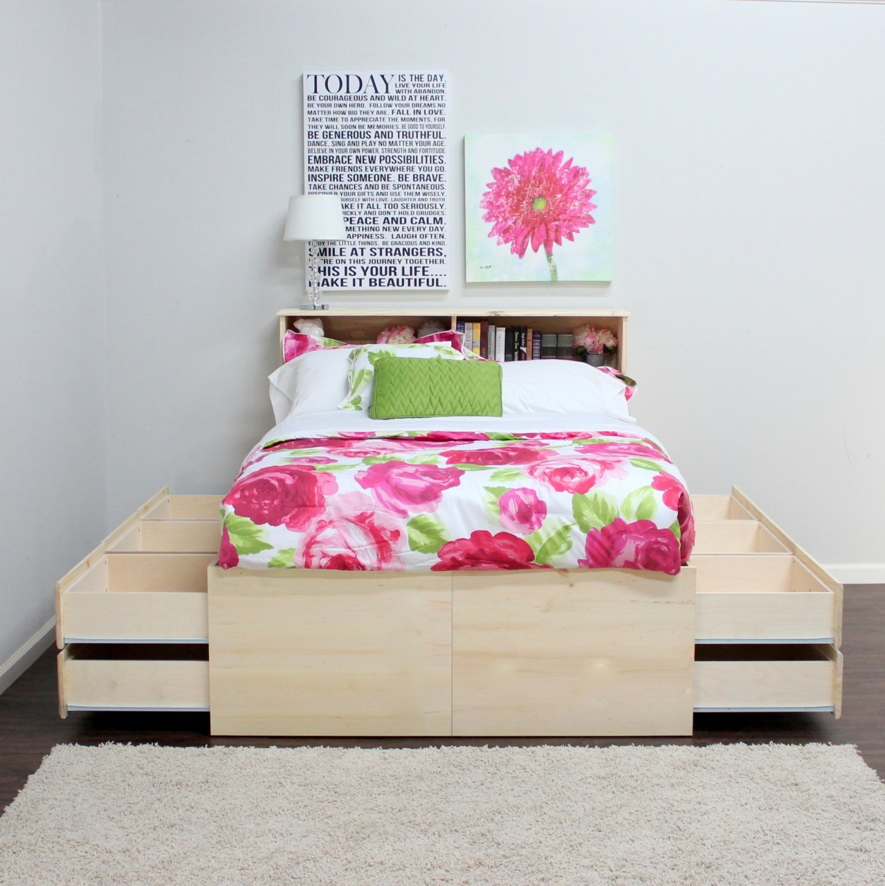 King Storage Bed Pine Wood Gothic Furniture