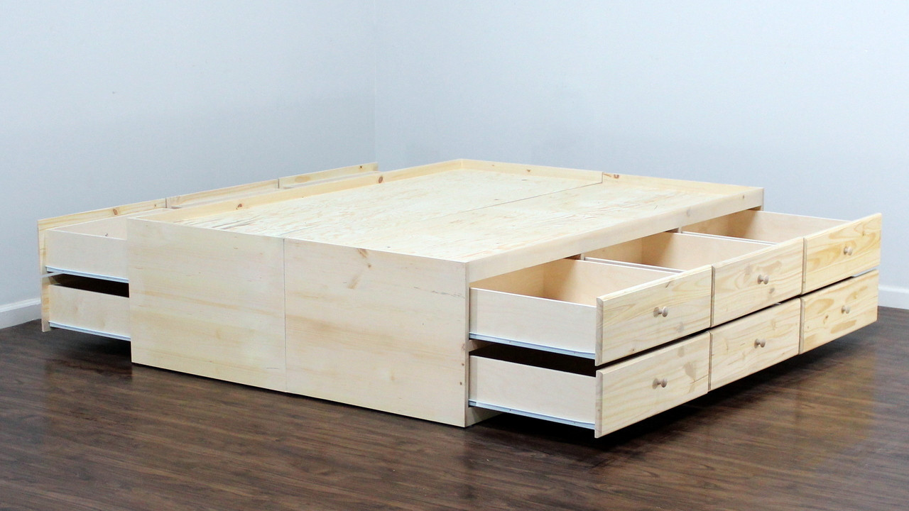 King Storage Bed Pine Wood Gothic Furniture