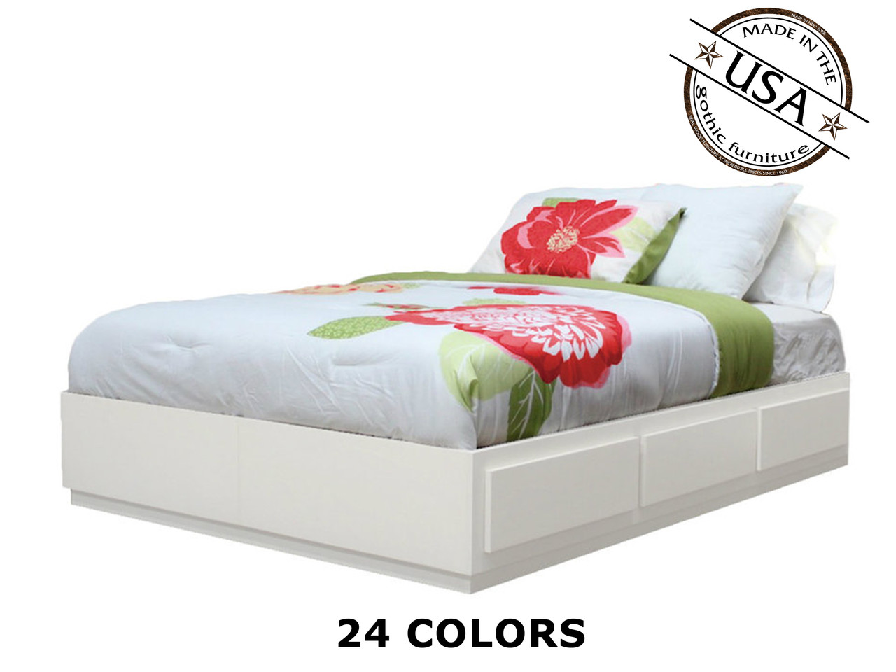 California King Captains Bed Birch Wood Gothic Furniture