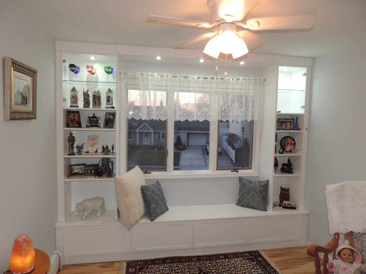 Custom Under Window Bench With Built In Curio Cabinets Gothic