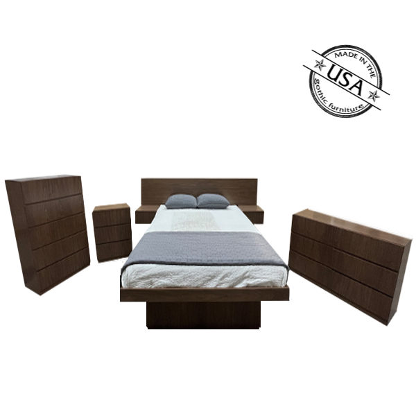 Platform Bed Walnut Back Rests Full Vaso Walnut Platform Bed