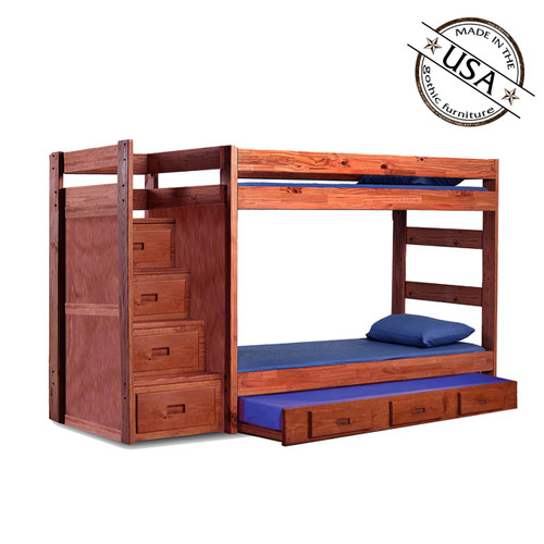 Twin Bunk Bed | Reversible Storage Stairs | Optional Trundle Bed