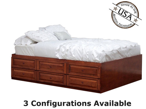 Full Raised Panel Storage Bed | Birch Wood