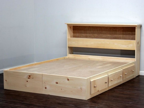 King Captains Bed With 3 Or 6 Drawers On Tracks Pine Wood