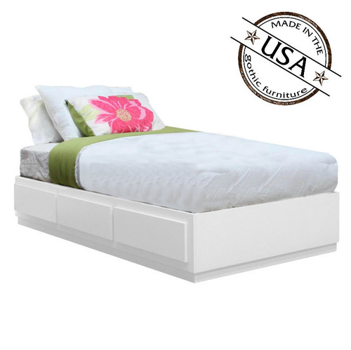Xl Twin Captains Bed 3 Drawers Tracks Birch Wood Gothic Furniture