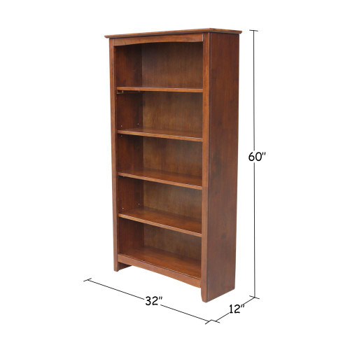 Espresso Shaker Bookcase 12 x 32 x 48 | Made By: John Thomas