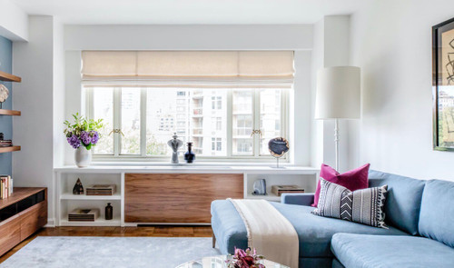 Custom - Wall to Wall Built-in White/Walnut Radiator Cover with Shelves | Gothic Furniture