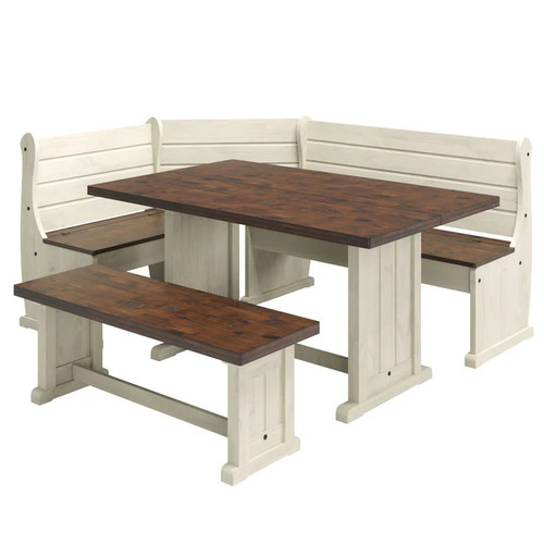 Harvest White Corner Bench Set